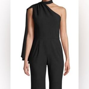 Black Halo Eve | Abby Black Cape Halter Jumpsuit
